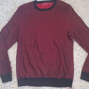 HUGO BOSS HUGO Men’s Red Black Crewneck Sweater Size L 100% Cotton